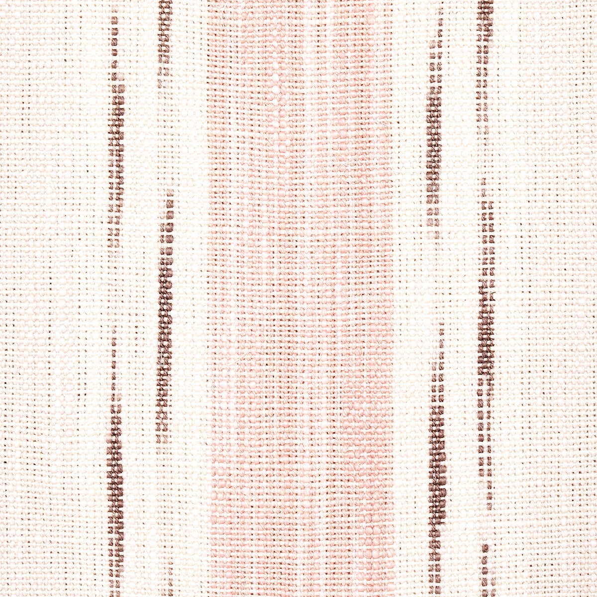 Schumacher Mirza Ikat Stripe Blush On Natural Fabric - Eade's Wallpaper
