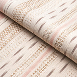 Schumacher Mirza Ikat Stripe Blush On Natural Fabric - Eade's Wallpaper