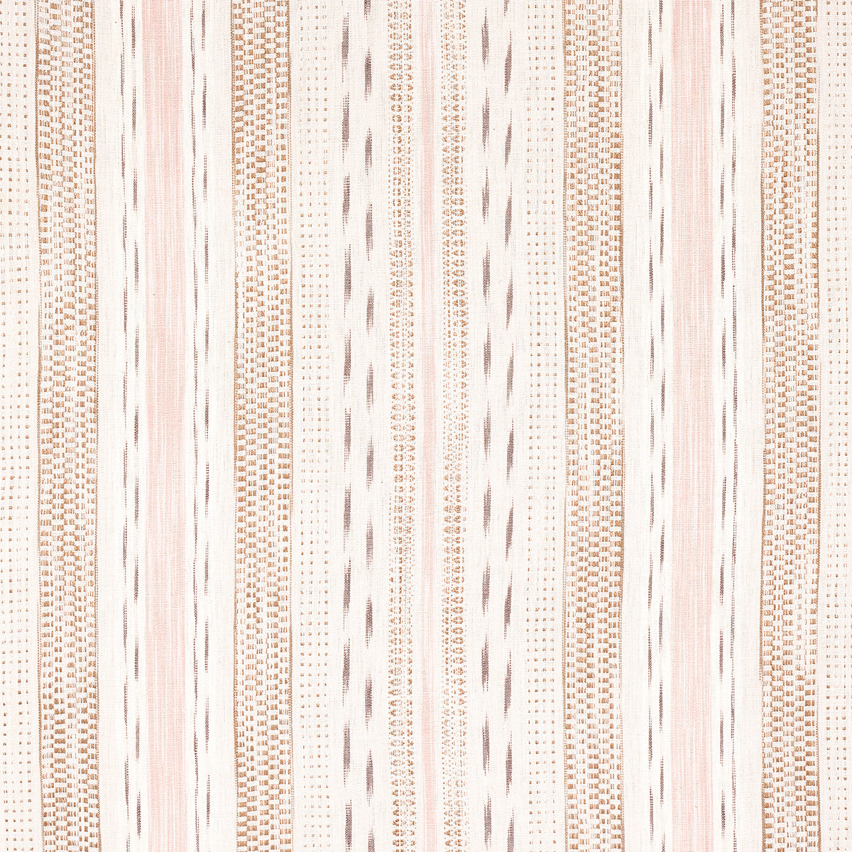 Schumacher Mirza Ikat Stripe Blush On Natural Fabric - Eade's Wallpaper