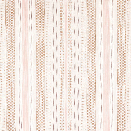 Schumacher Mirza Ikat Stripe Blush On Natural Fabric - Eade's Wallpaper