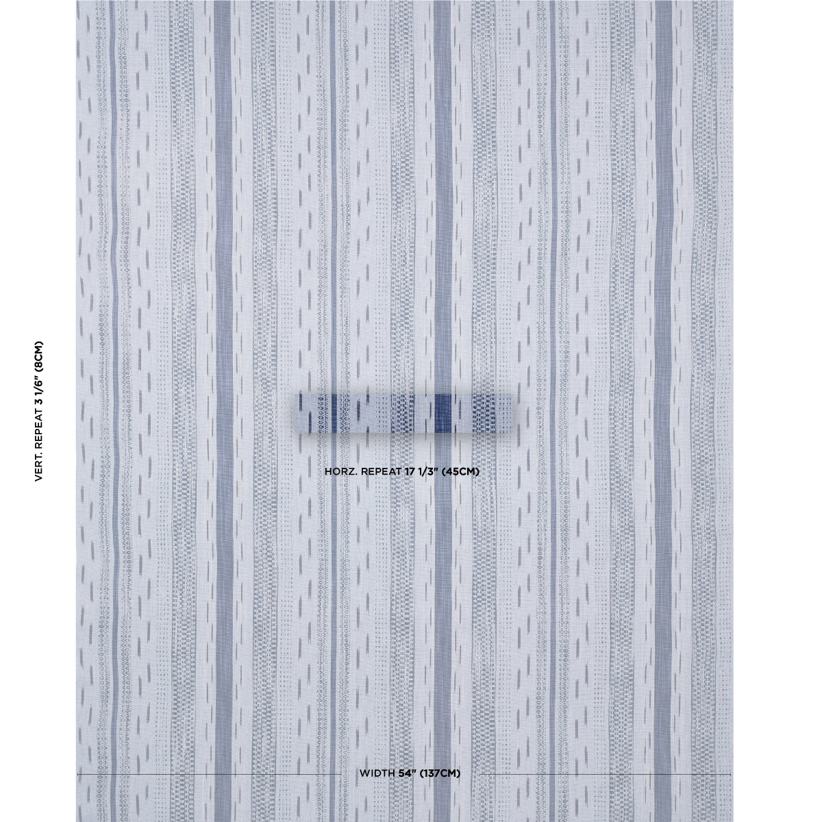 Schumacher Mirza Ikat Stripe Indigo On Chambray Fabric - Eade's Wallpaper