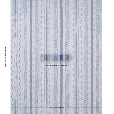 Schumacher Mirza Ikat Stripe Indigo On Chambray Fabric - Eade's Wallpaper