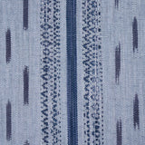 Schumacher Mirza Ikat Stripe Indigo On Chambray Fabric - Eade's Wallpaper