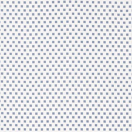 Schumacher Thandie Embroidery Blue On Ivory Fabric - Eade's Wallpaper