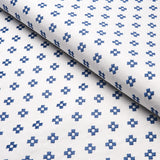 Schumacher Thandie Embroidery Blue On Ivory Fabric - Eade's Wallpaper
