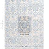 Schumacher Limbourg Damask Velvet Sky Fabric - Eade's Wallpaper