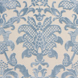 Schumacher Limbourg Damask Velvet Sky Fabric - Eade's Wallpaper