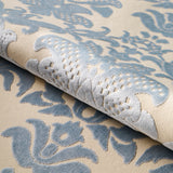 Schumacher Limbourg Damask Velvet Sky Fabric - Eade's Wallpaper