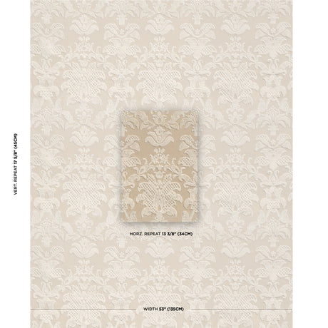 Schumacher Limbourg Damask Velvet Pearl Fabric - Eade's Wallpaper