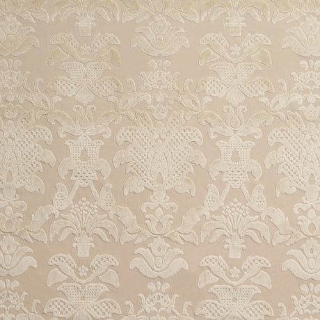 Schumacher Limbourg Damask Velvet Pearl Fabric - Eade's Wallpaper