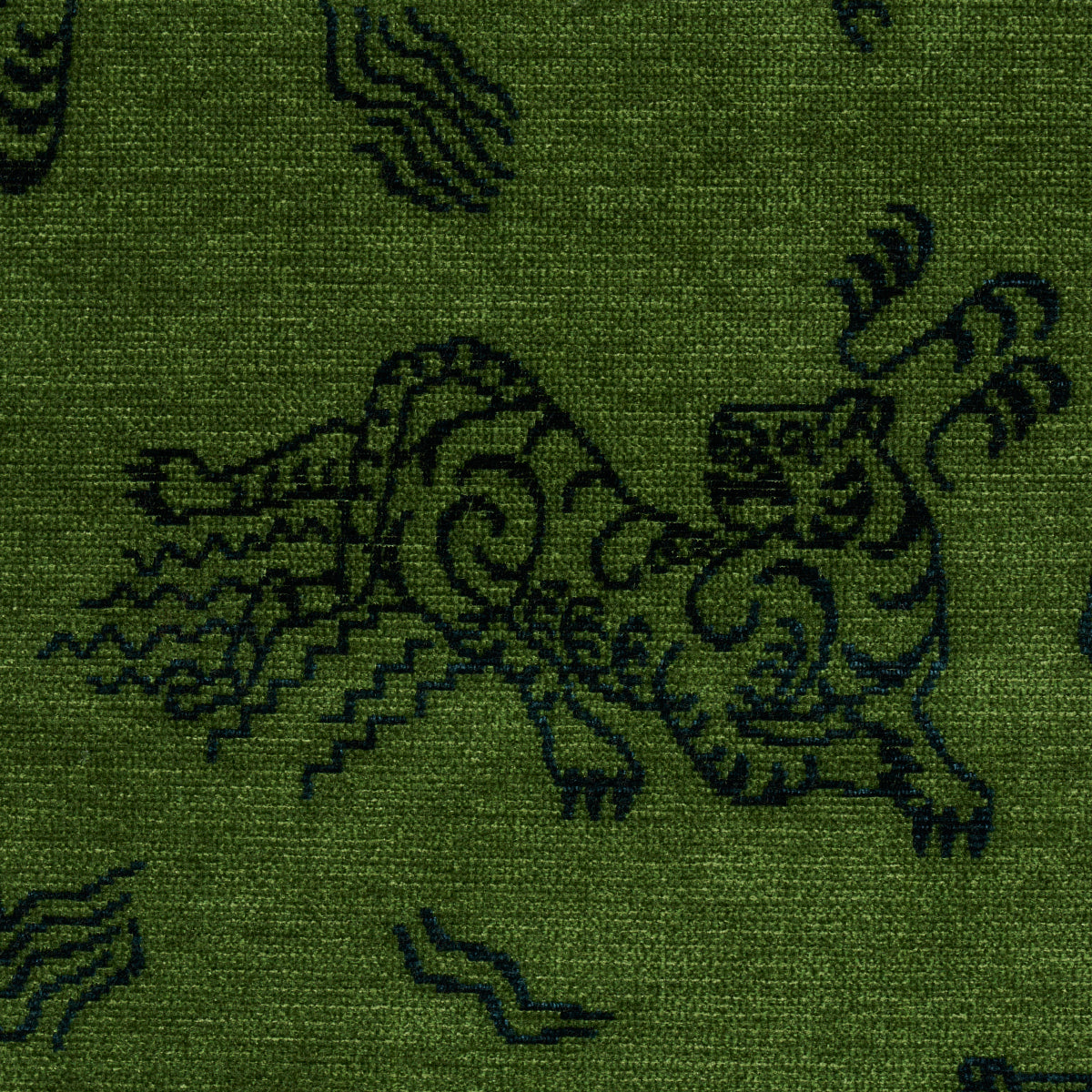Schumacher Kinabalu Velvet Emerald Fabric - Eade's Wallpaper