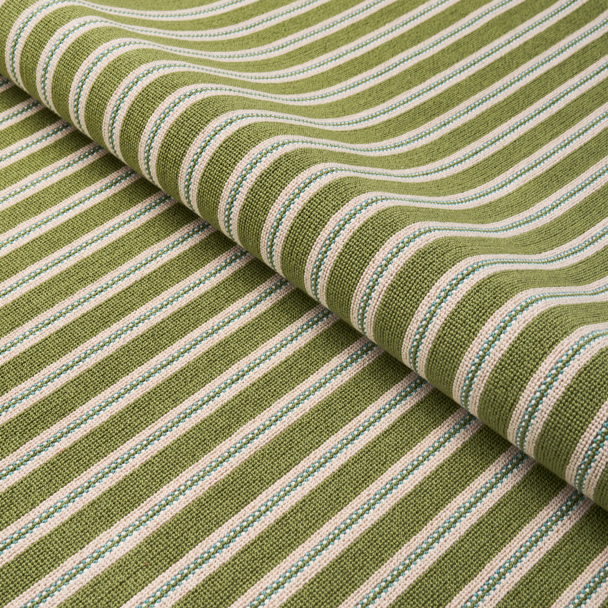 Schumacher Benson Stripe Épinglé Green Fabric
