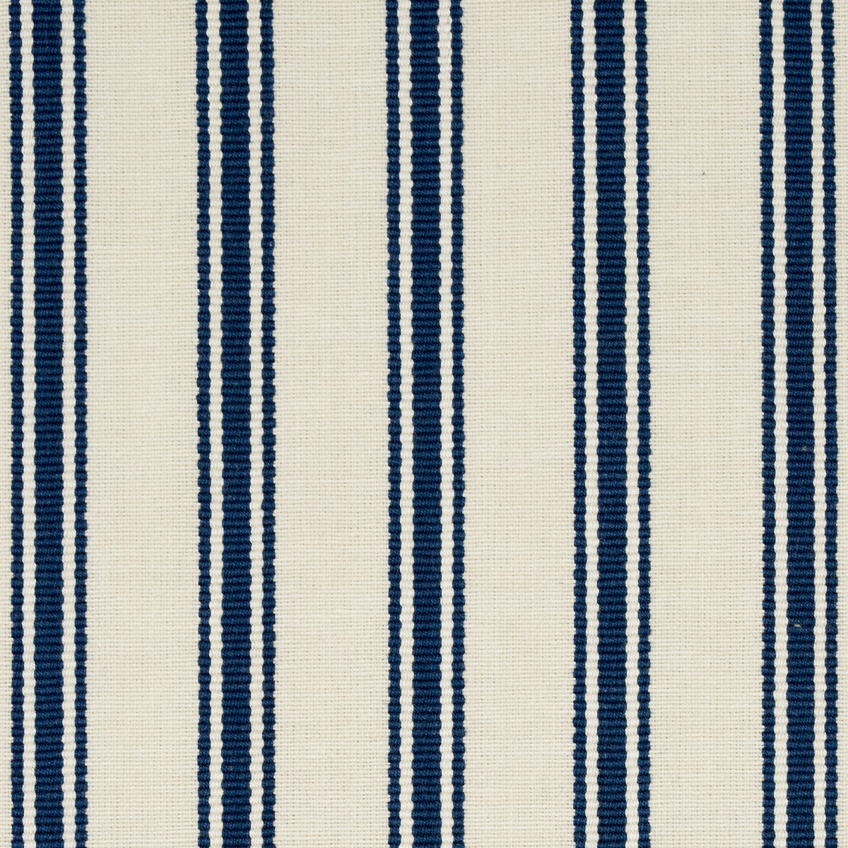 Schumacher Marquet Ticking Stripe Navy Fabric - Eade's Wallpaper