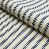 Schumacher Marquet Ticking Stripe Navy Fabric - Eade's Wallpaper