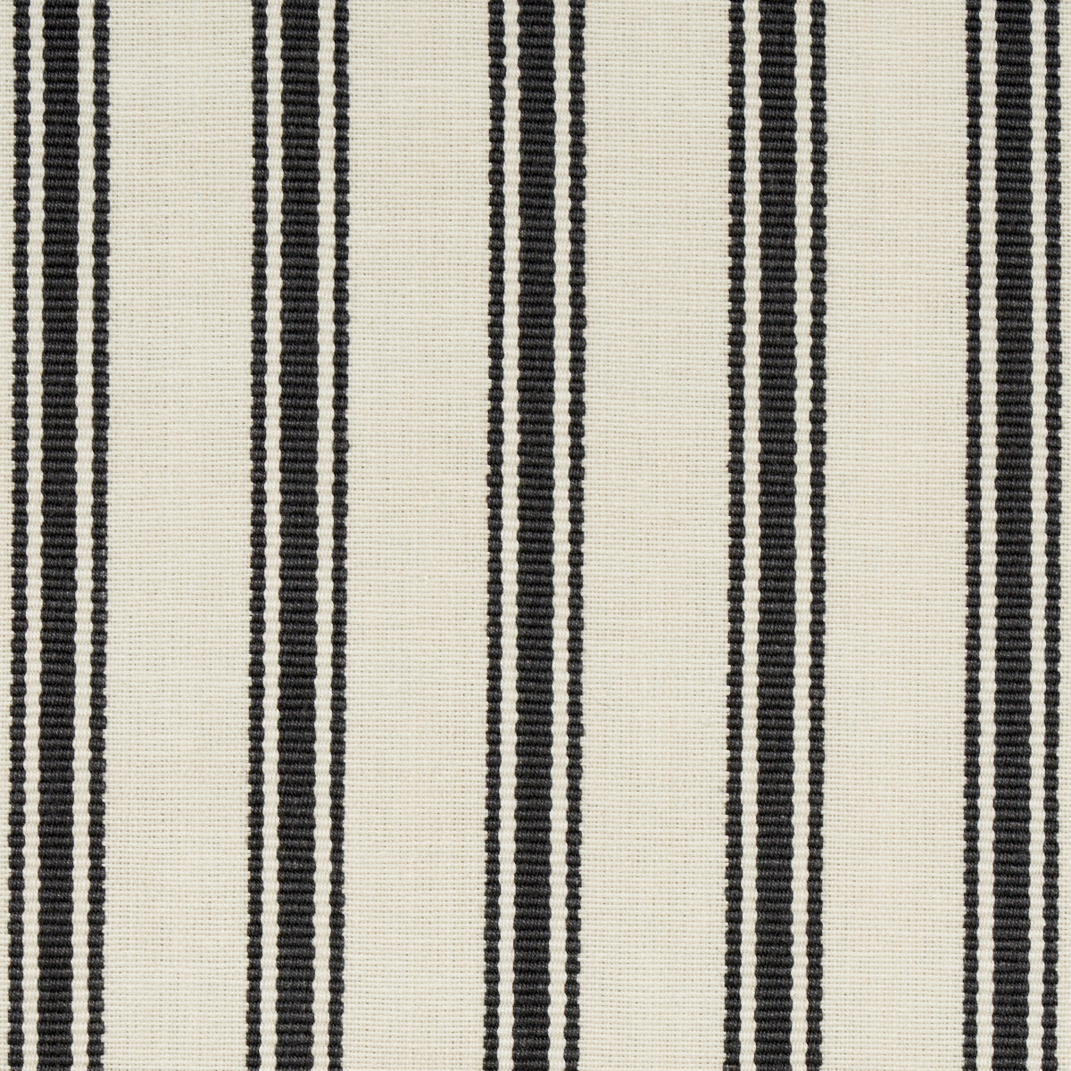 Schumacher Marquet Ticking Stripe Carbon Fabric - Eade's Wallpaper