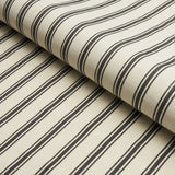 Schumacher Marquet Ticking Stripe Carbon Fabric - Eade's Wallpaper