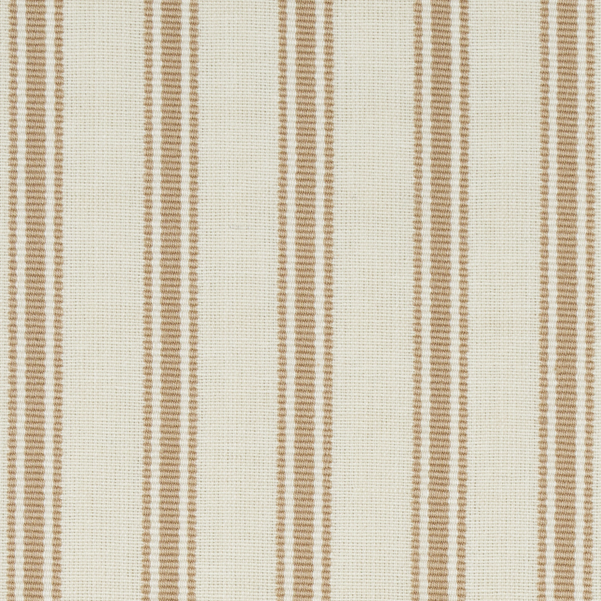 Schumacher Marquet Ticking Stripe Sand Fabric - Eade's Wallpaper