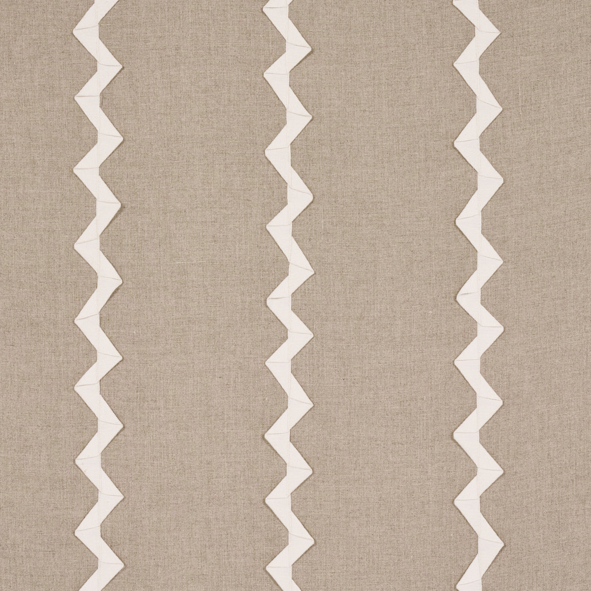Schumacher Lazare Appliqué Ivory On Natural Fabric - Eade's Wallpaper