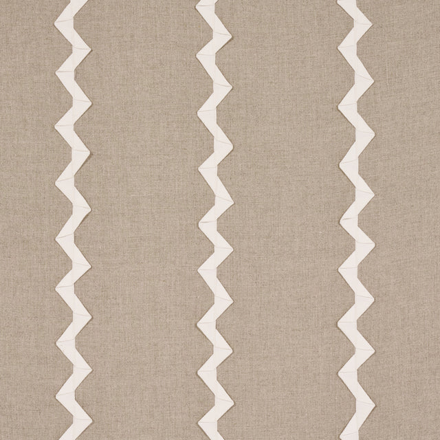 Schumacher Lazare Appliqué Ivory On Natural Fabric - Eade's Wallpaper