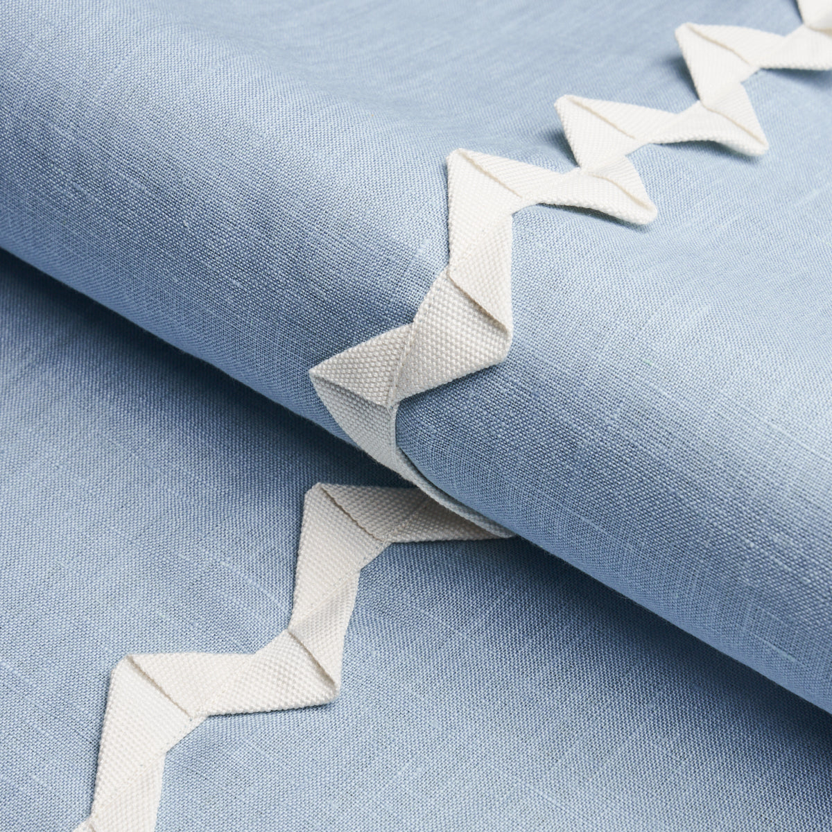 Schumacher Lazare Appliqué Ivory On Chambray Fabric - Eade's Wallpaper