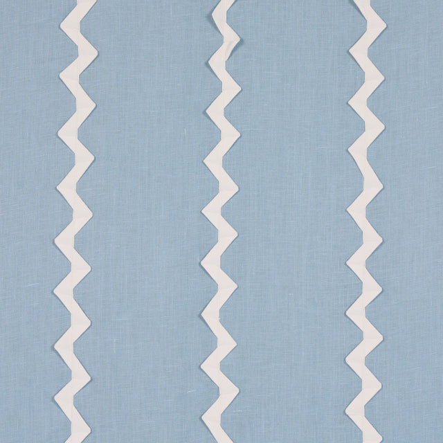 Schumacher Lazare Appliqué Ivory On Chambray Fabric - Eade's Wallpaper