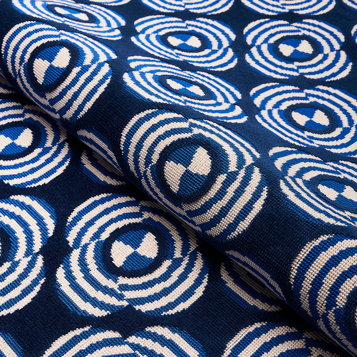 Schumacher Le Moderne Cut Velvet Cobalt Fabric - Eade's Wallpaper
