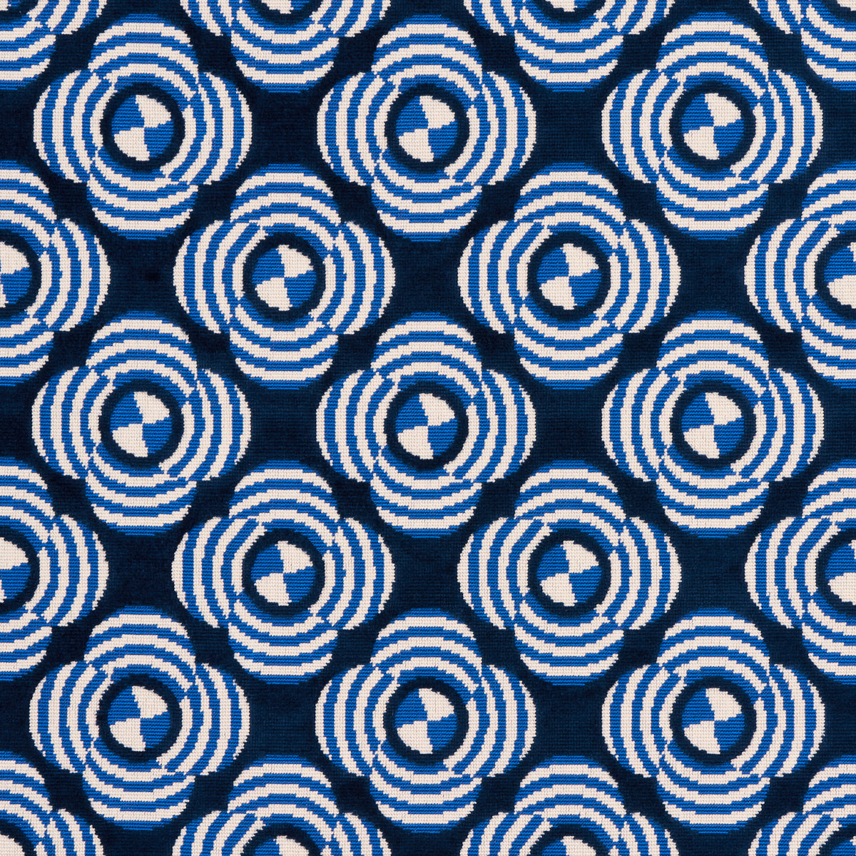 Schumacher Le Moderne Cut Velvet Cobalt Fabric - Eade's Wallpaper