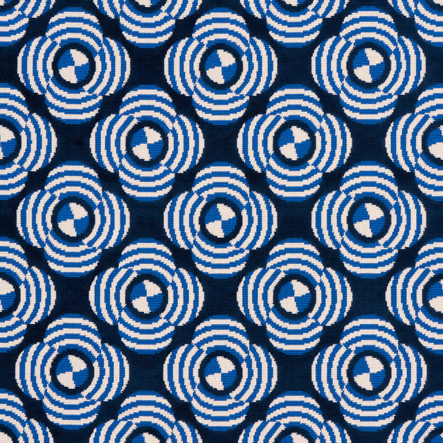Schumacher Le Moderne Cut Velvet Cobalt Fabric - Eade's Wallpaper