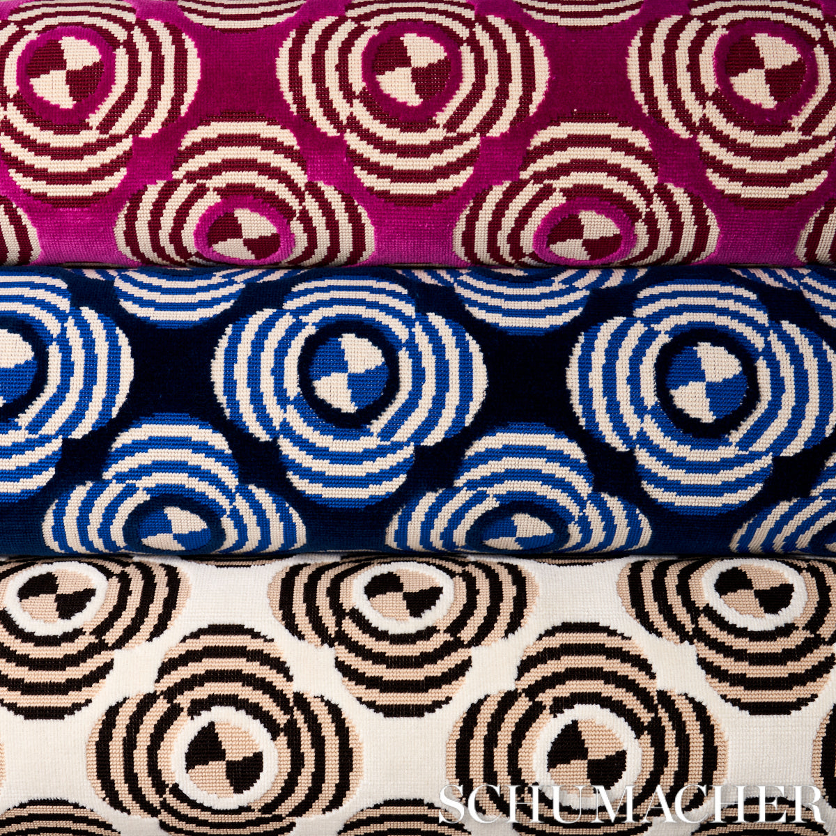 Schumacher Le Moderne Cut Velvet Neutral Fabric - Eade's Wallpaper