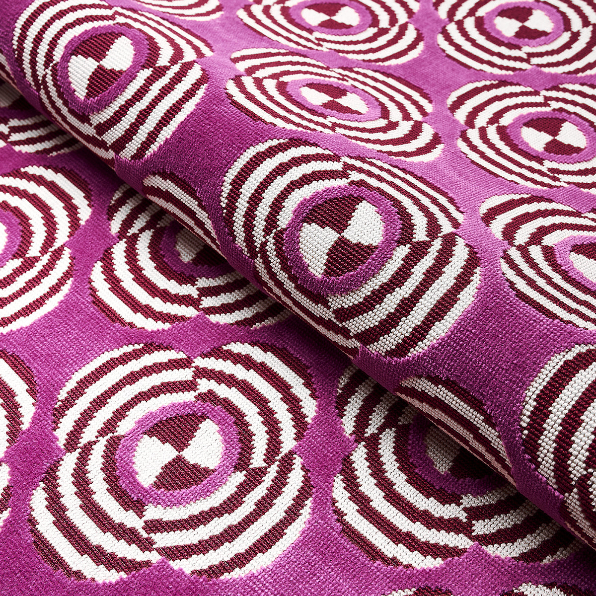 Schumacher Le Moderne Cut Velvet Magenta Fabric - Eade's Wallpaper