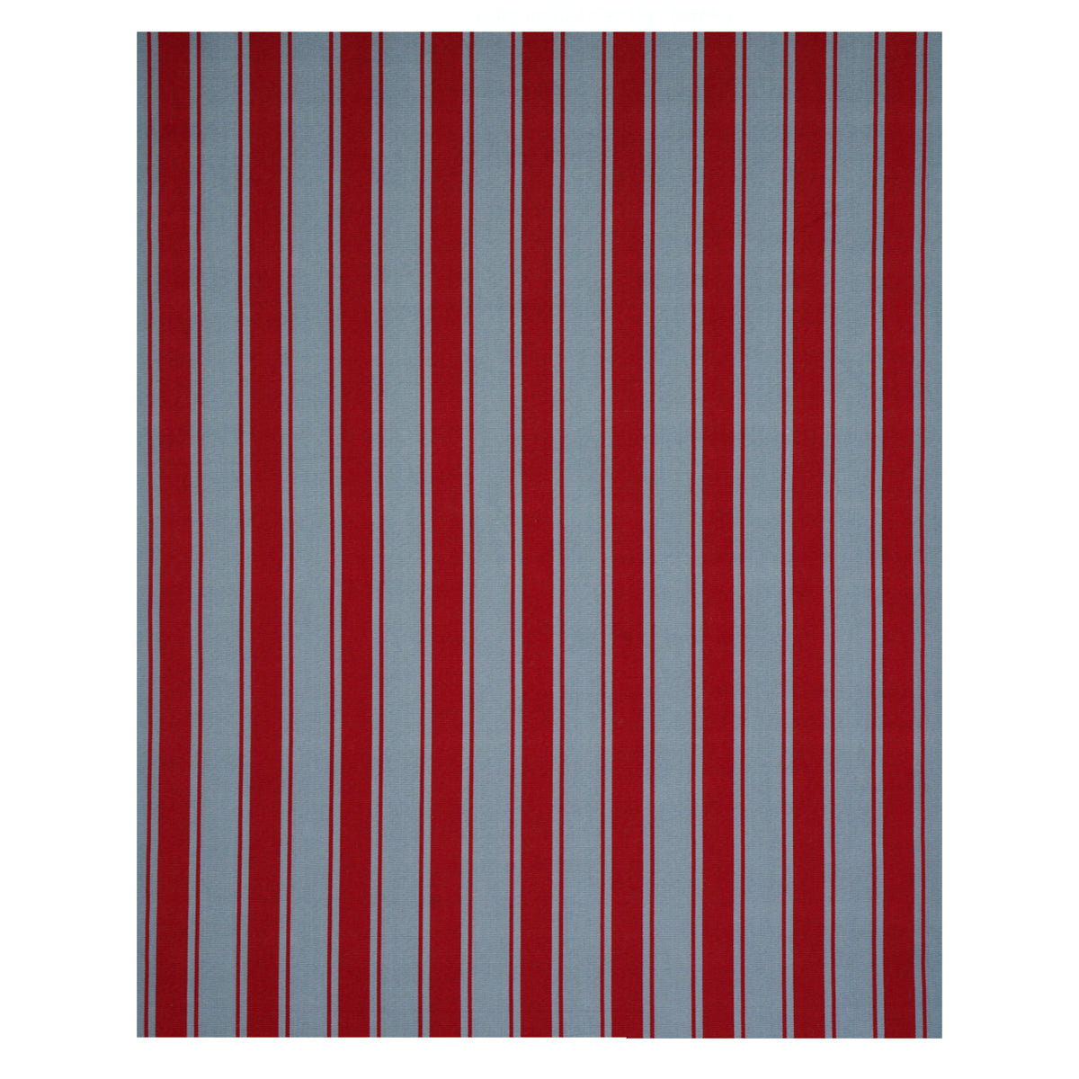 Schumacher Tangier Stripe Teal & Red Fabric - Eade's Wallpaper