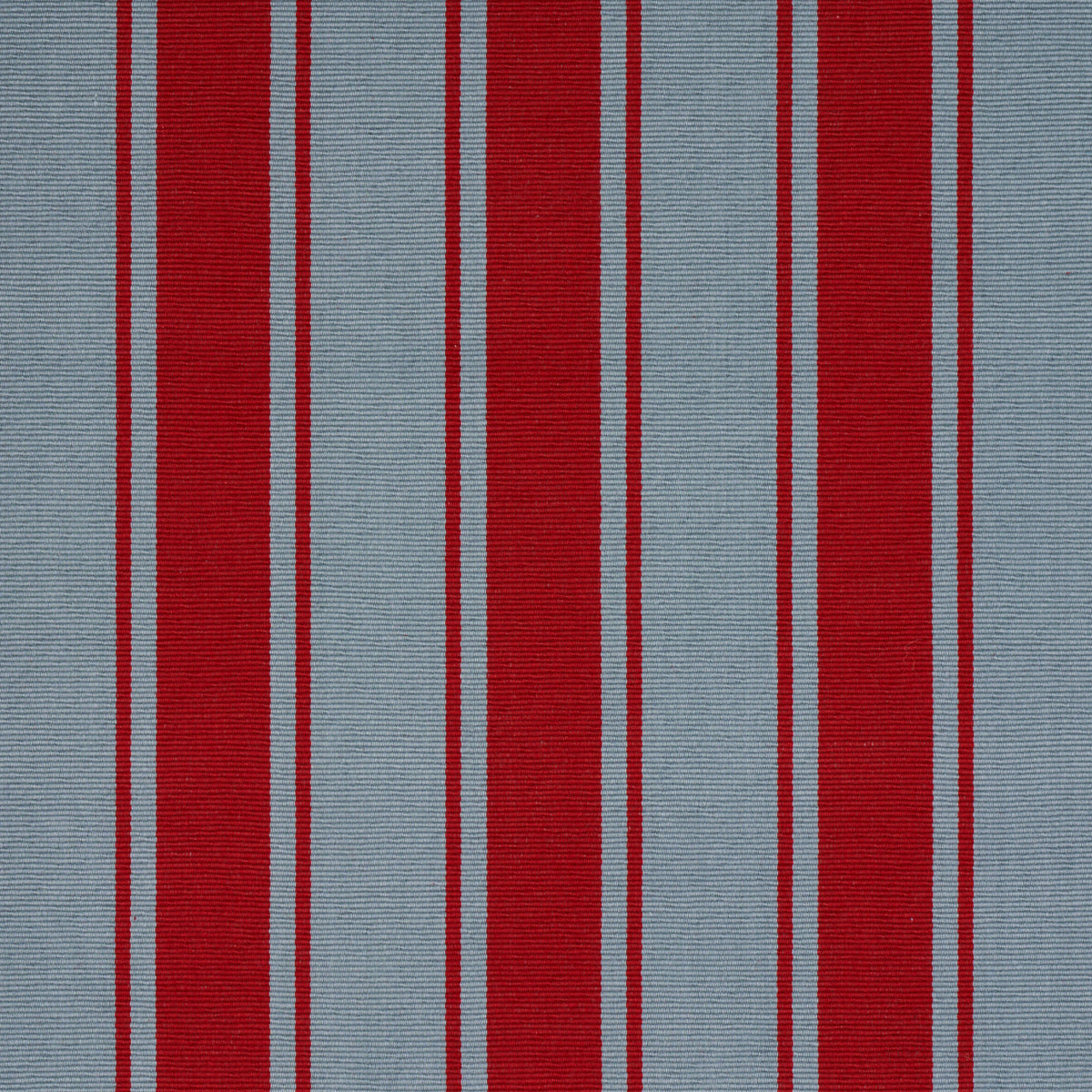 Schumacher Tangier Stripe Teal & Red Fabric - Eade's Wallpaper