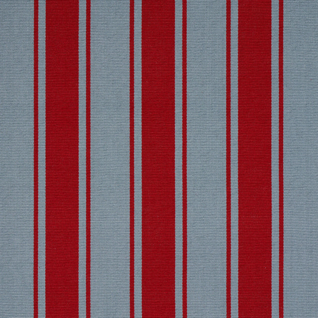 Schumacher Tangier Stripe Teal & Red Fabric - Eade's Wallpaper