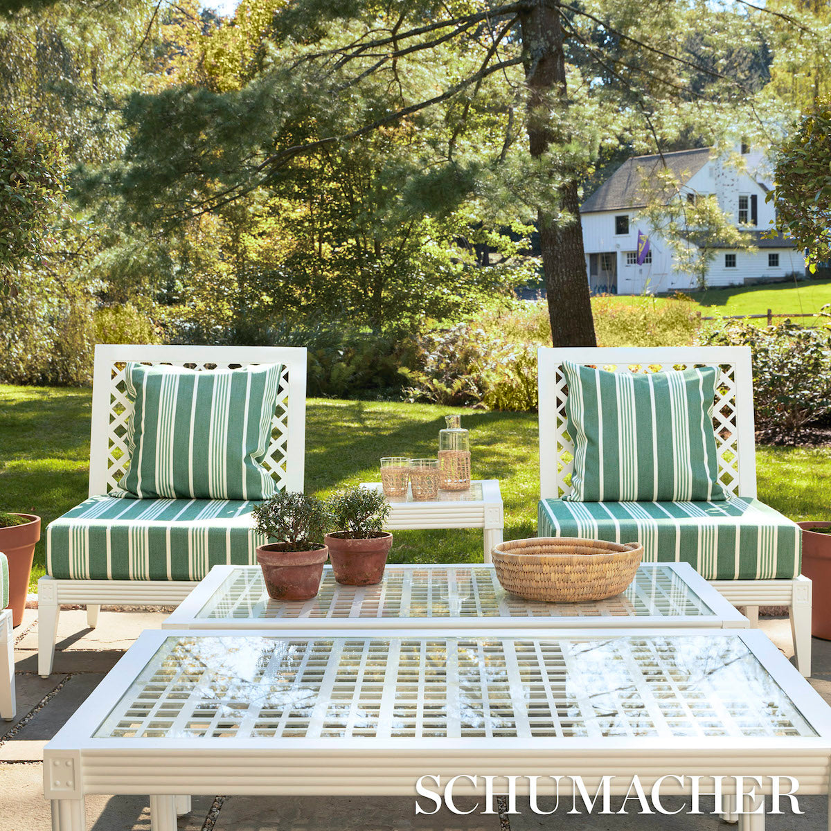 Schumacher Hampton Stripe Indoor/Outdoor Emerald Fabric
