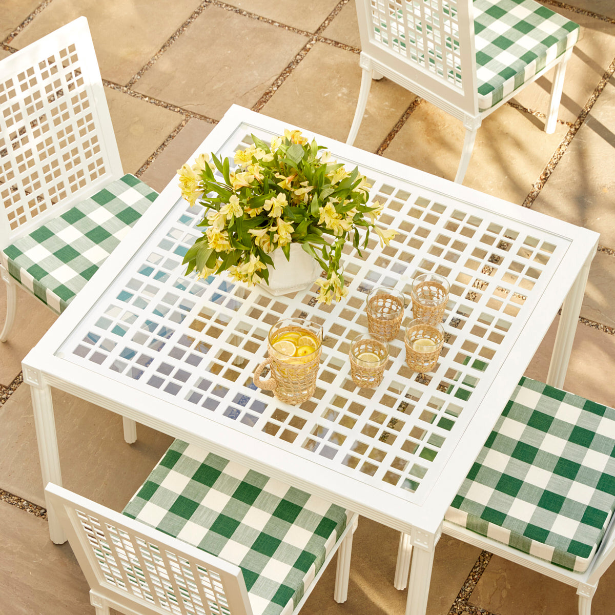 Schumacher Picnic Indoor/Outdoor Emerald Fabric - Eade's Wallpaper