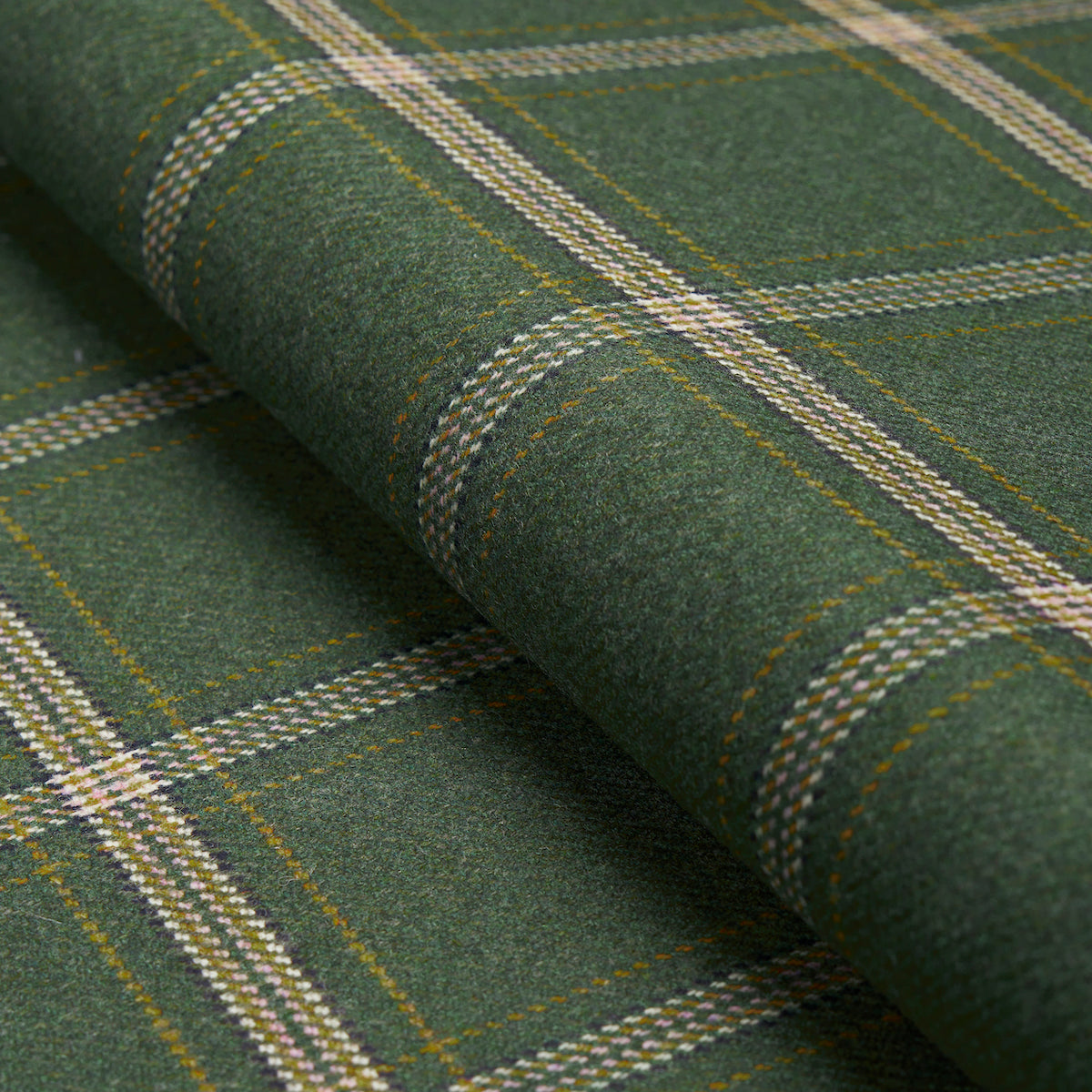 Schumacher Blackburn Merino Plaid Green Fabric