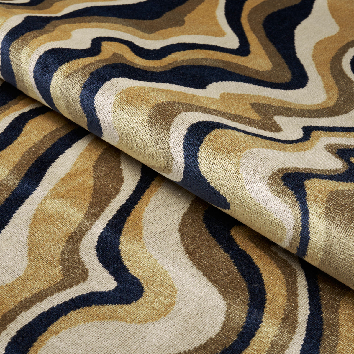 Schumacher Swirl Velvet Neutral Fabric - Eade's Wallpaper