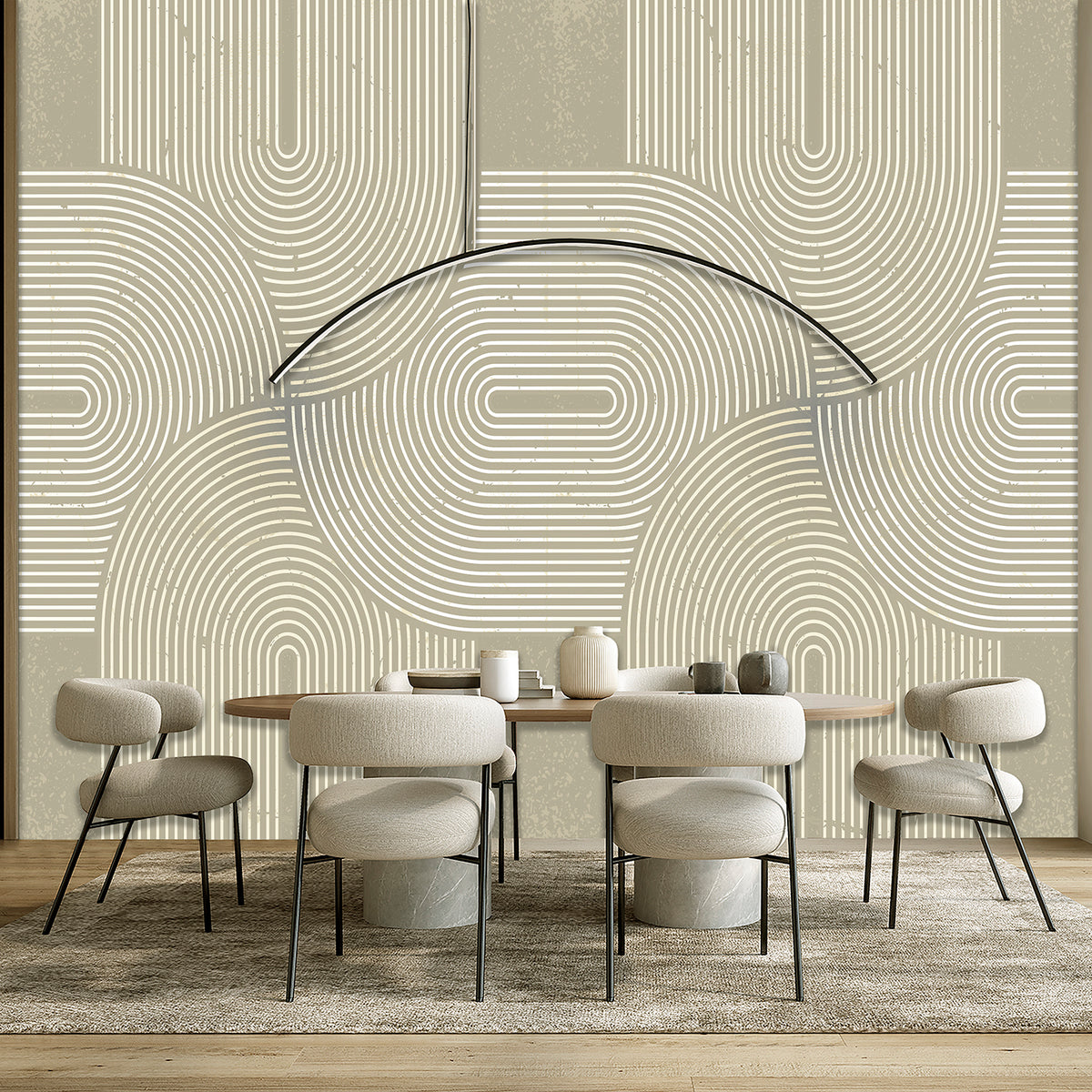 Veer Decor Mod Curves Beige Wall Mural 8253-AA2