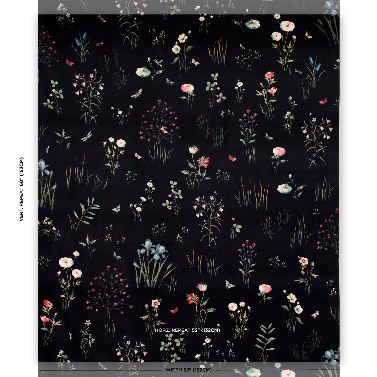 Schumacher Primavera Velvet Black Fabric - Eade's Wallpaper
