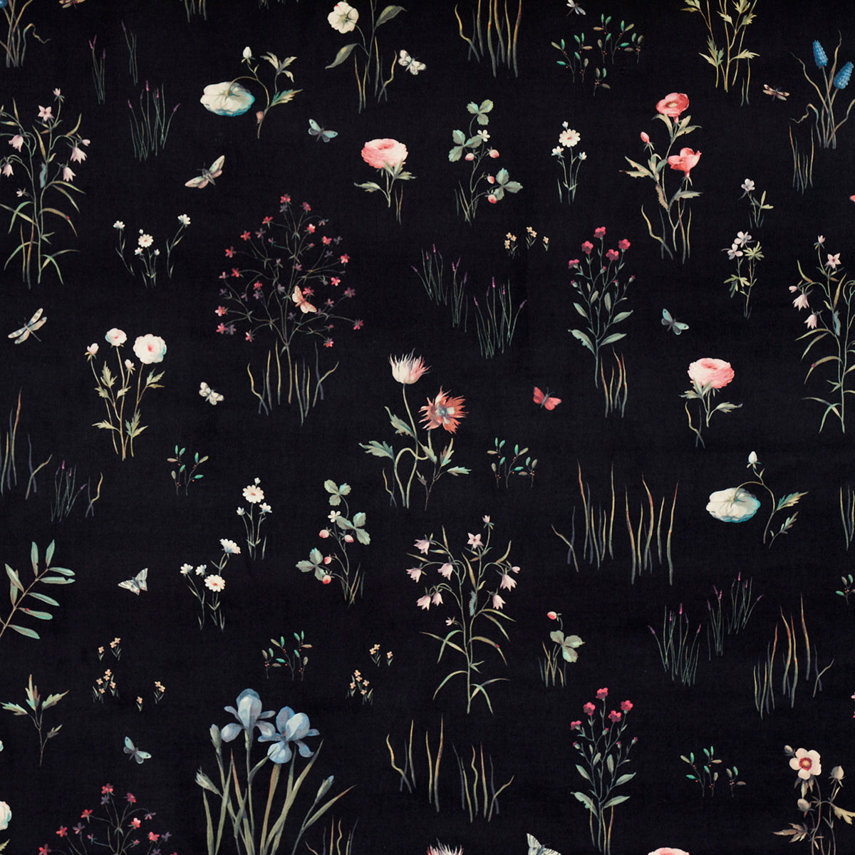 Schumacher Primavera Velvet Black Fabric - Eade's Wallpaper