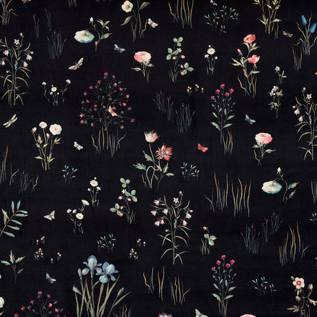 Schumacher Primavera Velvet Black Fabric - Eade's Wallpaper