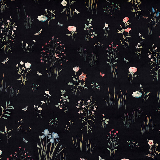 Schumacher Primavera Velvet Black Fabric - Eade's Wallpaper