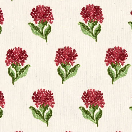 Schumacher Rosina Floral Garnet Fabric - Eade's Wallpaper
