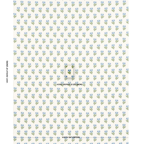 Schumacher Rosina Floral Cornflower Fabric - Eade's Wallpaper