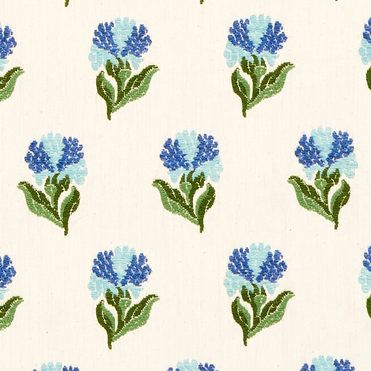 Schumacher Rosina Floral Cornflower Fabric - Eade's Wallpaper