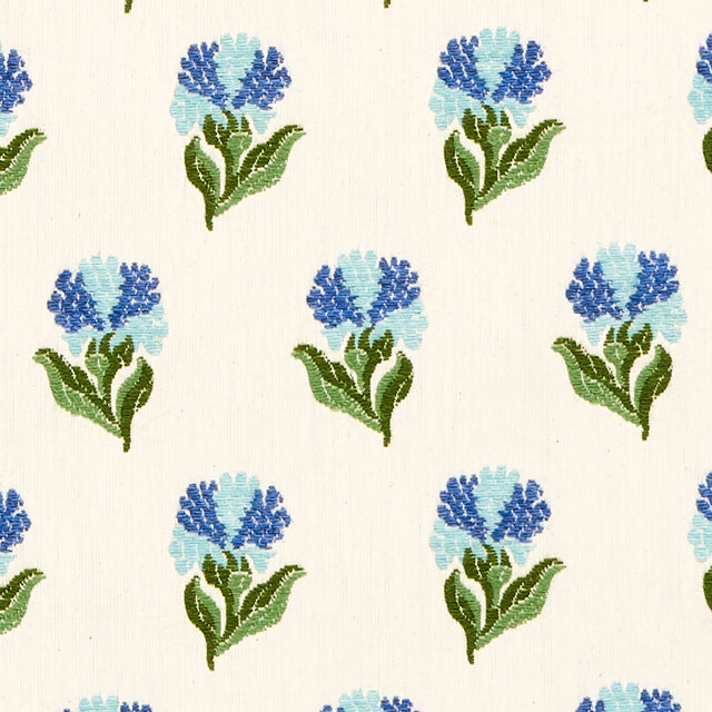 Schumacher Rosina Floral Cornflower Fabric - Eade's Wallpaper