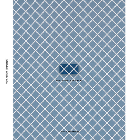 Schumacher Bamboo Trellis Indoor/Outdoor Navy Fabric