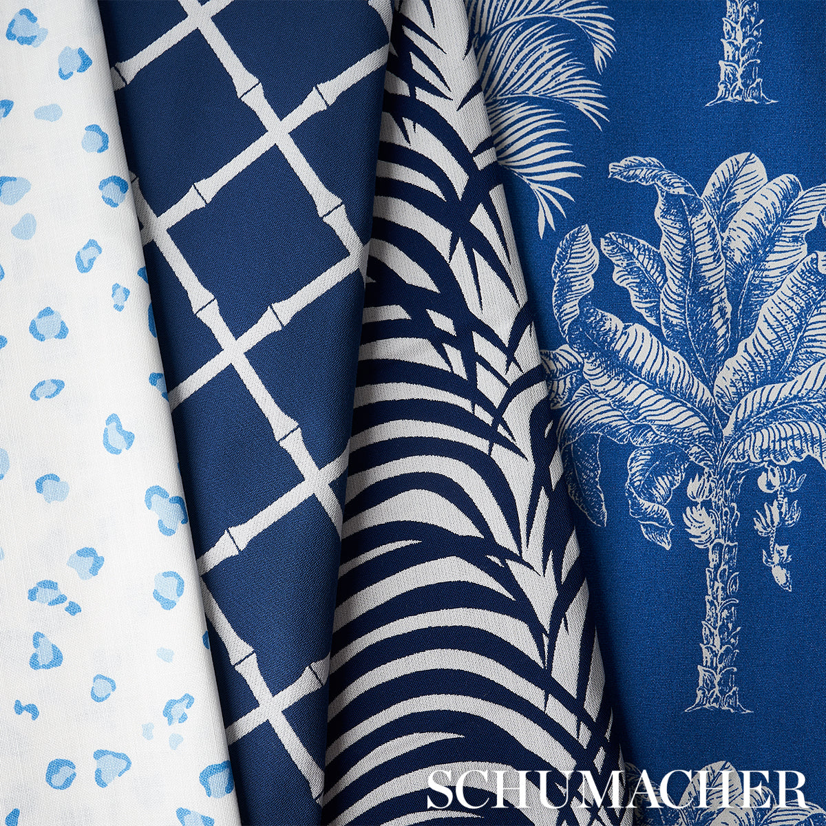 Schumacher Bamboo Trellis Indoor/Outdoor Navy Fabric