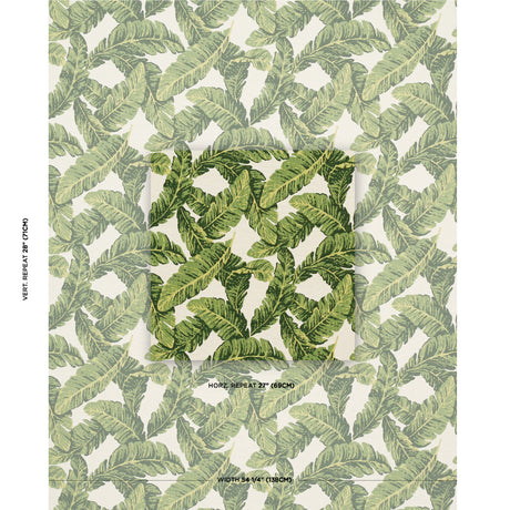 Schumacher Tropical Leaf Indoor/Outdoor Green Fabric - Eade's Wallpaper