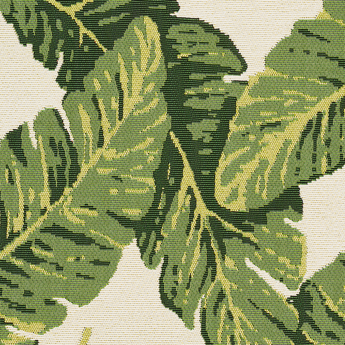 Schumacher Tropical Leaf Indoor/Outdoor Green Fabric - Eade's Wallpaper